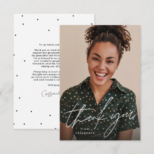 Modernes Drehbuch, einfach ein Foto Abschluss Dankeskarte