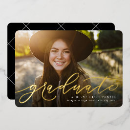 Modernes Drehbuch, einfach ein Foto Abschluss Folieneinladung