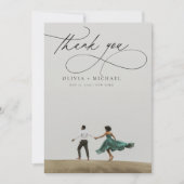 Modernes Drehbuch Einzigartiges Minimalistisches F Dankeskarte (Vorderseite)