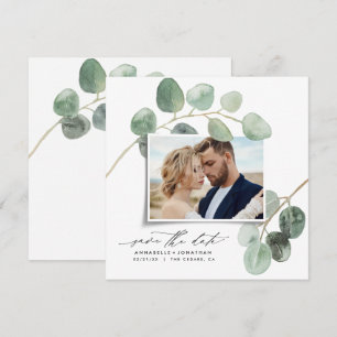 Modernes Drehbuch elegantes Vintages Foto eucalypt Einladung