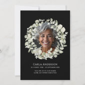 Modernes Drehbuch Eukalyptus 2-Foto Beerdigung/Ged Dankeskarte (Vorderseite)