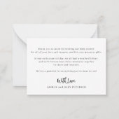 Modernes Drehbuch Foto Babydusche Vielen Dank Mitteilungskarte (Rückseite)