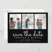 Modernes Drehbuch-Foto-Chic Save the Date Postkarte (Vorne/Hinten)