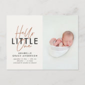 Modernes Drehbuch-Foto hallo Klein Ankündigungspostkarte (Vorderseite)