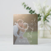 Modernes Drehbuch Foto Hochzeit danke (Stehend Vorderseite)