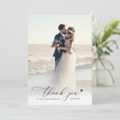 Modernes Drehbuch Foto Hochzeit danke (Stehend Vorderseite)