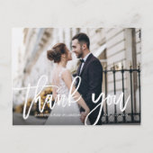 Modernes Drehbuch Foto Hochzeit danke Karte (Vorderseite)