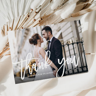 Modernes Drehbuch Foto Hochzeit danke Karte