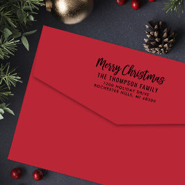 Modernes Drehbuch Frohe Weihnachts-Rücksendeadress Permastempel