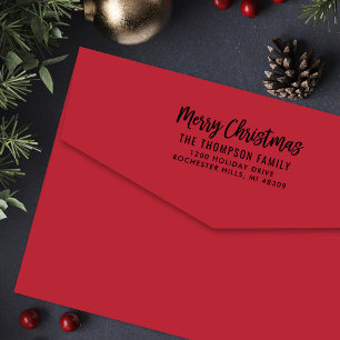 Modernes Drehbuch Frohe Weihnachts-Rücksendeadress Permastempel