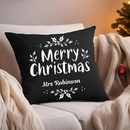 Modernes Drehbuch Frohe Weihnachtsfamilie Individu Kissen
