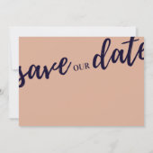 Modernes Drehbuch für Marine und Rosa Save the Dat Date (Rückseite)