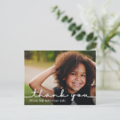 Modernes Drehbuch Geburtstag Vielen Dank Foto Post Postkarte (Stehend Vorderseite)