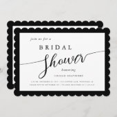 Modernes Drehbuch Gerahmt Schwarz/Weiß-Brautparty Einladung (Vorne/Hinten)