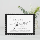 Modernes Drehbuch Gerahmt Schwarz/Weiß-Brautparty Einladung (Stehend Vorderseite)