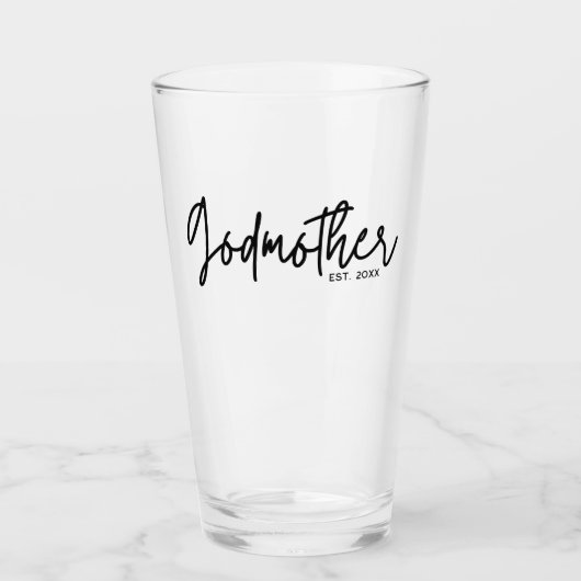 Modernes Drehbuch Godmutter etablierte Datum Glass Glas (Vorderseite)