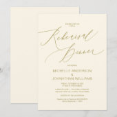 Modernes Drehbuch, Gold, Hochzeit-Probe-Dinner Einladung (Vorne/Hinten)
