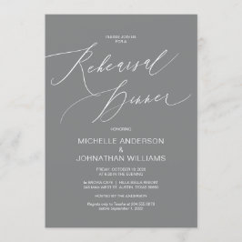 Modernes Drehbuch, Grau, Hochzeit-Probe-Abendessen Einladung