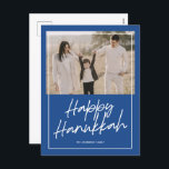 Modernes Drehbuch Happy Hanukkah Urlaub Foto Postc Feiertagspostkarte<br><div class="desc">Modernes Drehbuch Happy Hanukkah Urlaub Foto Postkarte</div>