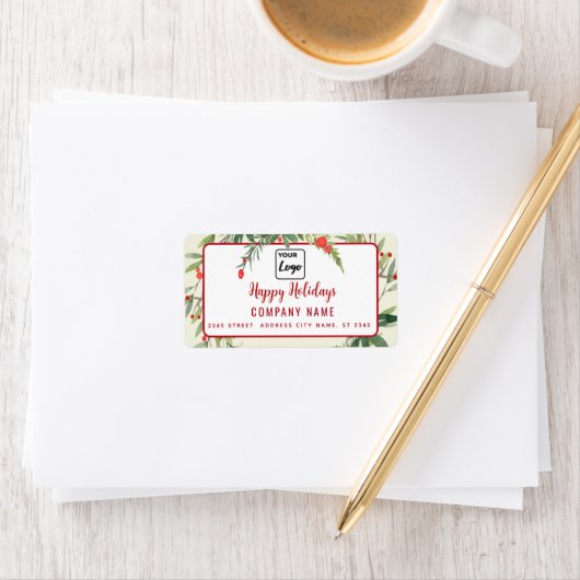 Modernes Drehbuch Happy Holidays Rotes heiliges Lo Adressaufkleber (Insitu)