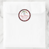 Modernes Drehbuch Happy Holidays Rotes heiliges Lo Runder Aufkleber (Tasche)