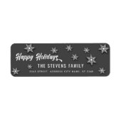 Modernes Drehbuch Happy Holidays Snowflakes Label (Vorne)