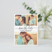 Modernes Drehbuch Herz 3 FotoCollage Save the Date Ankündigungspostkarte (Stehend Vorderseite)