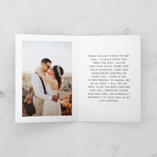 Modernes Drehbuch & Herz Ihre Vows Hochzeitsbuchka Karte (Innenseite)