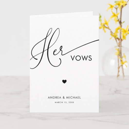 Modernes Drehbuch & Herz Ihre Vows Hochzeitsbuchka Karte (Gelbe Blume)