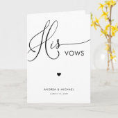 Modernes Drehbuch & Herz Seine Vows Hochzeitsbuchk Karte (Gelbe Blume)