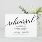 Modernes Drehbuch, Hochzeit und Probe Einladung (Stehend Vorderseite)