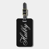 Modernes Drehbuch Hubby Black and White Husband Gepäckanhänger (Vorderseite vertikal)