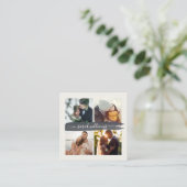 Modernes Drehbuch Instagram Wedding Fotograf Quadratische Visitenkarte (Stehend Vorderseite)