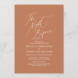 Modernes Drehbuch, Kupfer, Hochzeit-Probe-Dinner Einladung