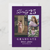 Modernes Drehbuch Lila 3 Foto Collage Abschluss Ankündigung (Vorderseite)