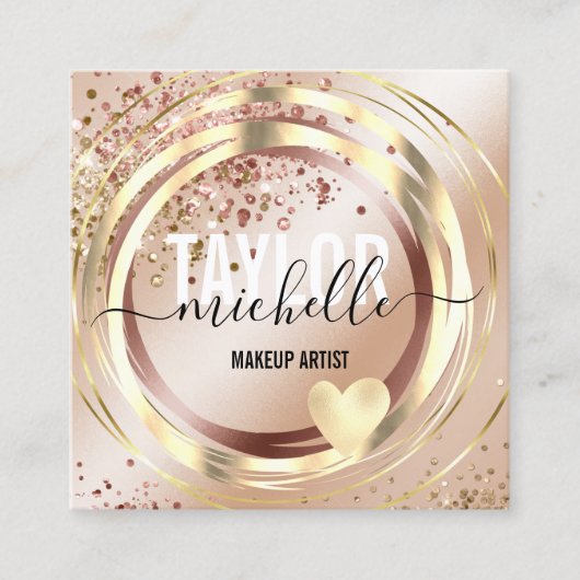 Modernes Drehbuch mädchenhaften trendigen Glitzer Quadratische Visitenkarte (Vorderseite)