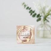 Modernes Drehbuch mädchenhaften trendigen Glitzer Quadratische Visitenkarte (Stehend Vorderseite)