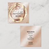 Modernes Drehbuch mädchenhaften trendigen Glitzer  Quadratische Visitenkarte (Vorne/Hinten)