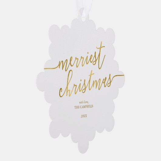 Modernes Drehbuch "Merriest Christmas" Foto Ornament Karte (Rechts)