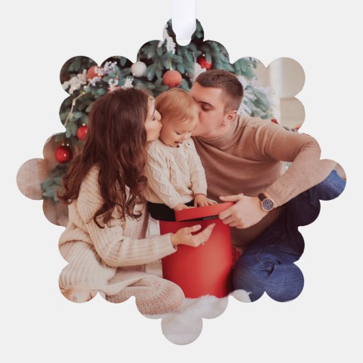 Modernes Drehbuch "Merriest Christmas" Foto Ornament Karte (Rückseite)