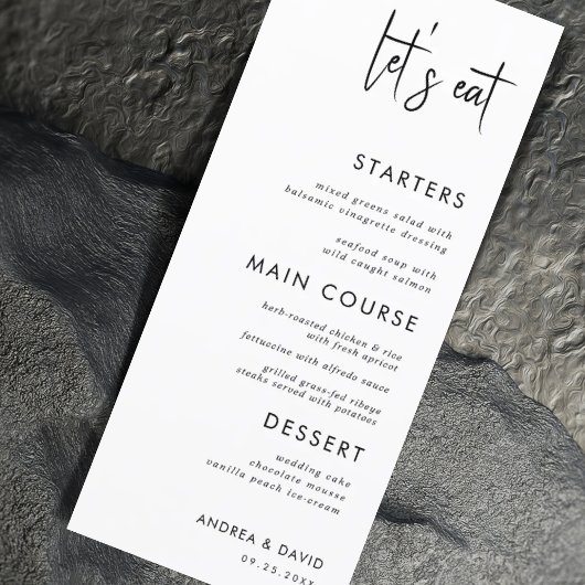 Modernes Drehbuch Minimalistisch Let's Eat White W Menükarte