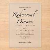 Modernes Drehbuch Minimalistische Probe Dinner Acryleinladungen (Vorderseite)