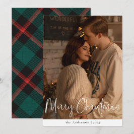 Modernes Drehbuch Minimalistisches Foto Grün Weihn Feiertagskarte