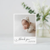 Modernes Drehbuch Minimalistisches Foto New Baby D Postkarte (Stehend Vorderseite)