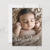 Modernes Drehbuch neues Baby Danke Foto Ankündigung (Vorderseite)
