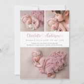 Modernes Drehbuch Neugeborene 3 Foto Collage Gebur Ankündigung (Vorderseite)