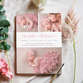 Modernes Drehbuch Neugeborene 3 Foto Collage Gebur Ankündigung