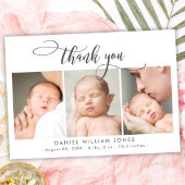 Modernes Drehbuch Neugeborenes Baby 3 Foto Vielen  Dankeskarte