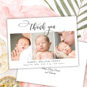 Modernes Drehbuch Neugeborenes Baby 3 Foto Vielen  Dankeskarte