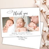 Modernes Drehbuch Neugeborenes Baby 3 Foto Vielen  Dankeskarte